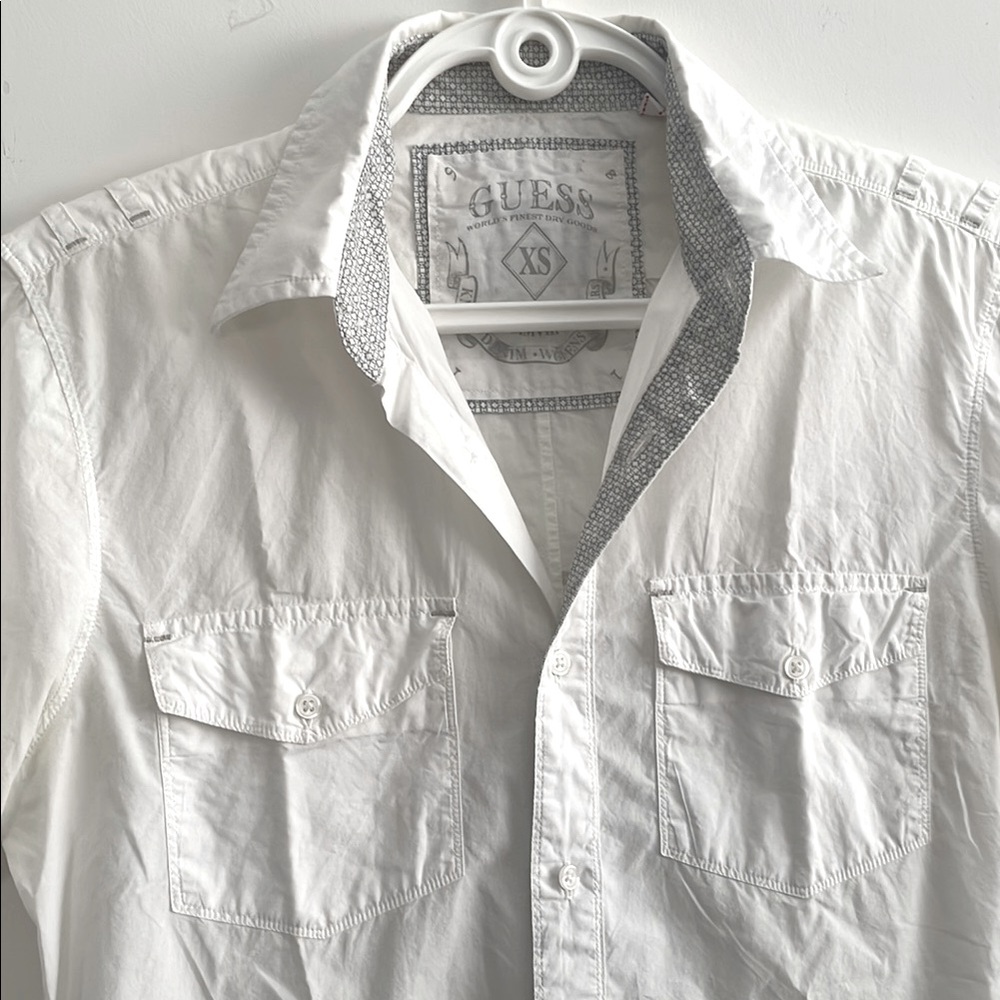 Guess Men's Cotton White Button Down Shirt - Picture 9 of 16